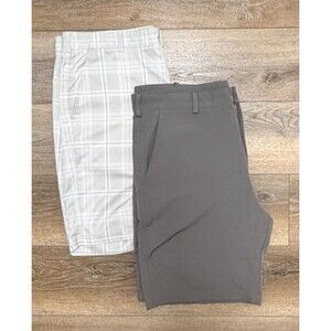 Lot of 2 Antigua Golf Shorts Mens Size 38 Gray Flat Front Casual Performance